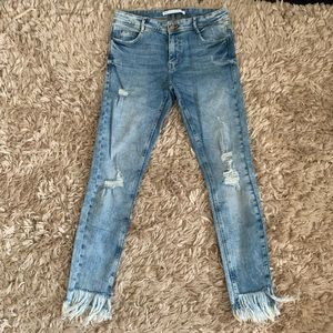 Zara ankle fringe jeans - NWOT